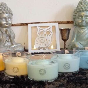 Bougies chakras et pierres