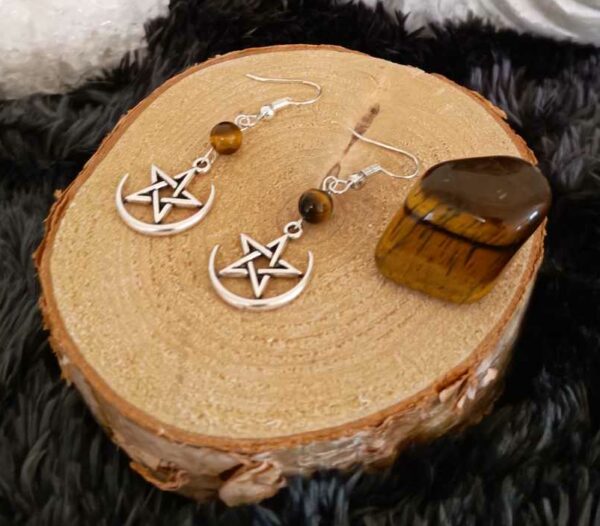 Boucles d'oreilles pentacle et lune – Image 2