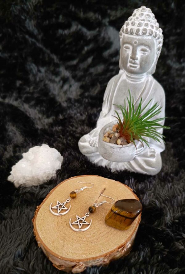 Boucles d'oreilles pentacle et lune