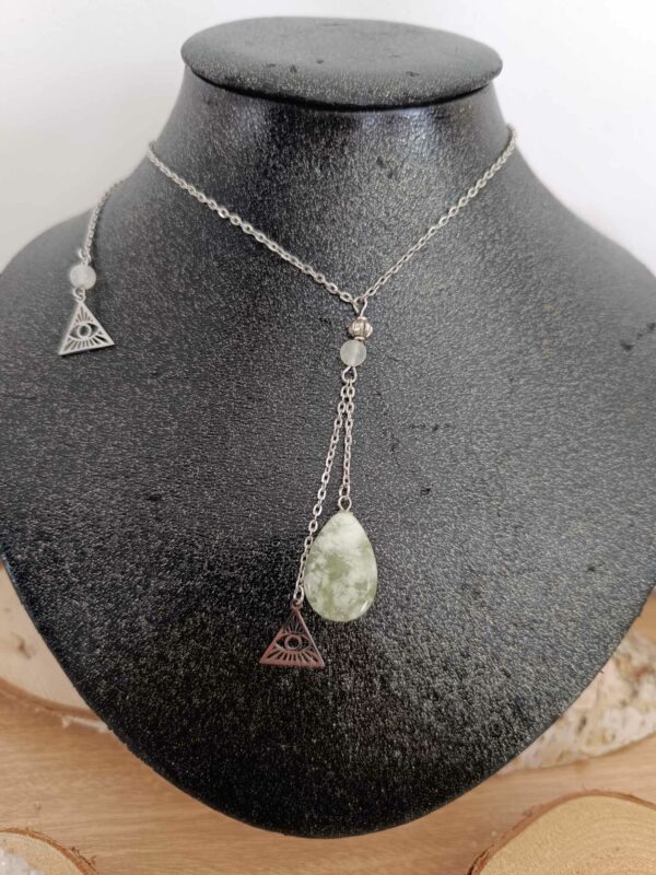 Collier larme en jade de Chine et œil – Image 2