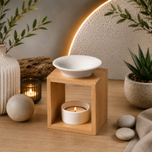 Brûleur Flora en bois et céramique