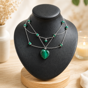 Collier cœur d'Isis en Malachite